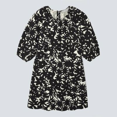 The Seersucker Puff Sleeve Dress | Black / Canvas Floral