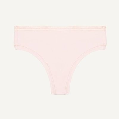 Organic Cotton Mid-Rise Thong in Quartz