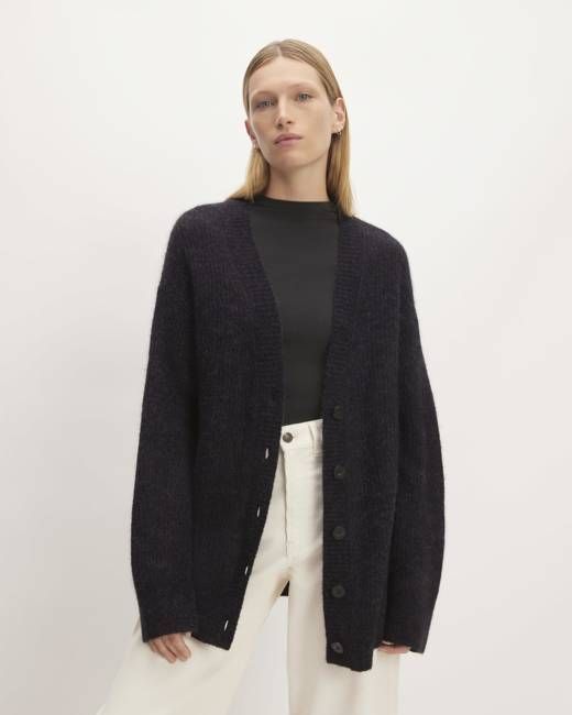 The Alpaca Oversized Cardigan | Heathered Black