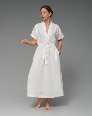 Grace - Leinenkleid in Cremeweiß