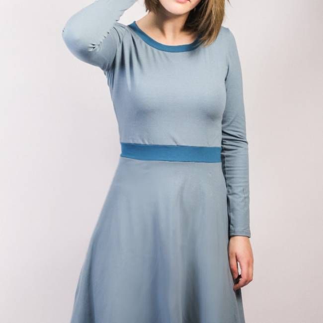 Bio Jerseykleid Skowa grau / petrol - kaufen
