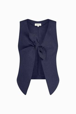 The Lucia Tie Vest in navy blue