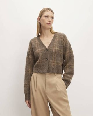 The Alpaca V-Neck Cropped Cardigan | Cocoa / Tiger's Eye