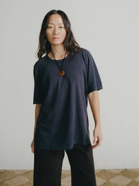 Bigger Tee, Regen Silk Noil Jersey, Navy