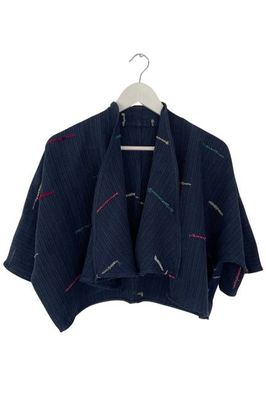 NEU! Baumwoll-Bolero mit Wasserfallmuster Jamdani Indigo