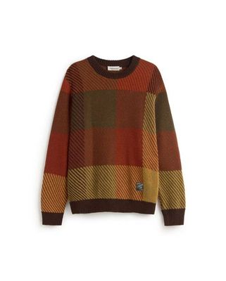 Brown checkered wool Khem sweater