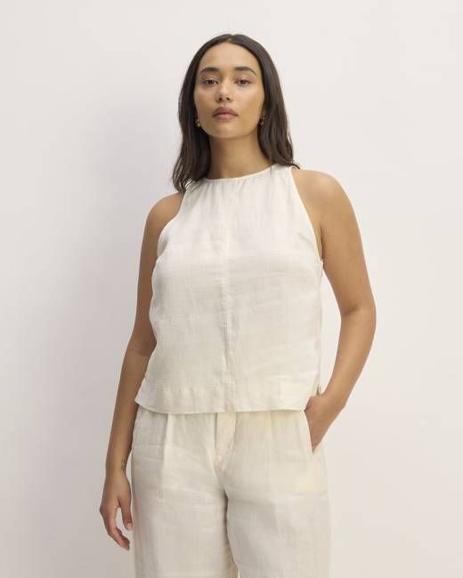 The Linen High-Neck Tank | Bone