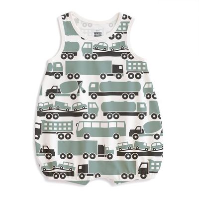 Bubble Romper - Big Rigs Surf Blue