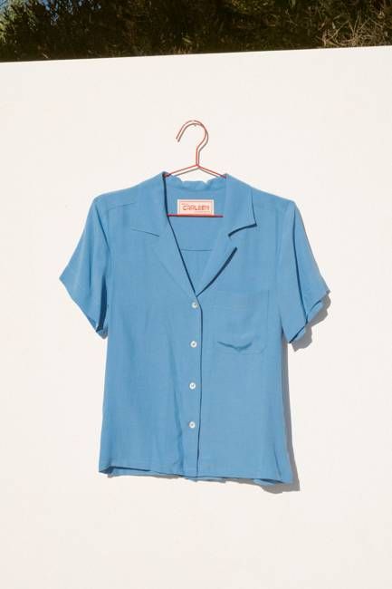 Nancy Button-Waist Shirt - Blue
