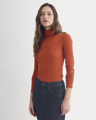 The Luxe Rib Turtleneck | Rust