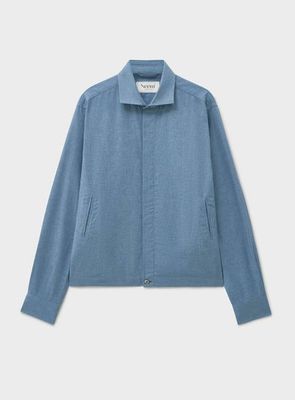 Recycled Italian Blue Chambray Cropped Blouson Jacket