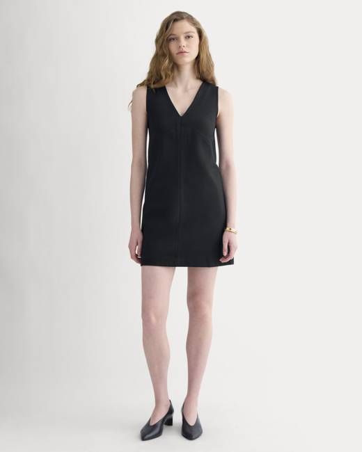 Ponte V-Neck Mini Dress | Black