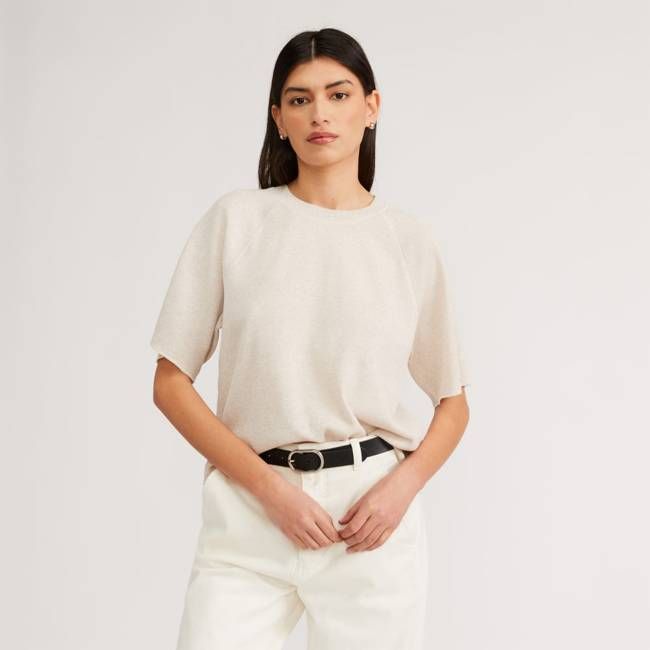 The Organic Cotton Waffle Raglan Tee | Heathered Tan