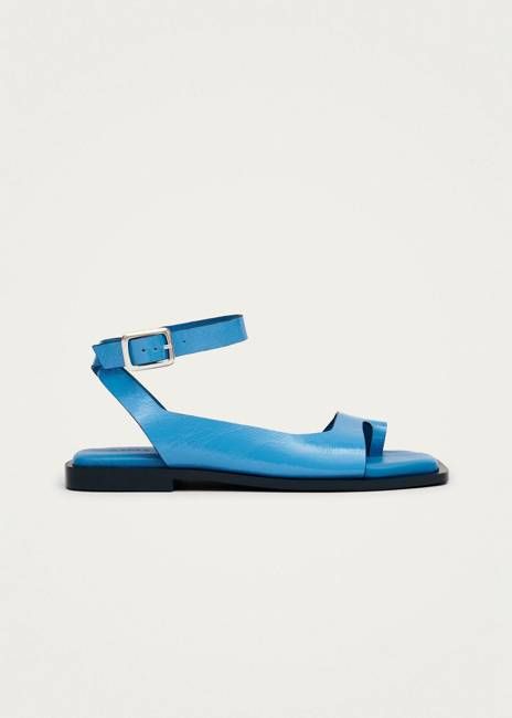 Tebas Patent Blue Leather Sandals