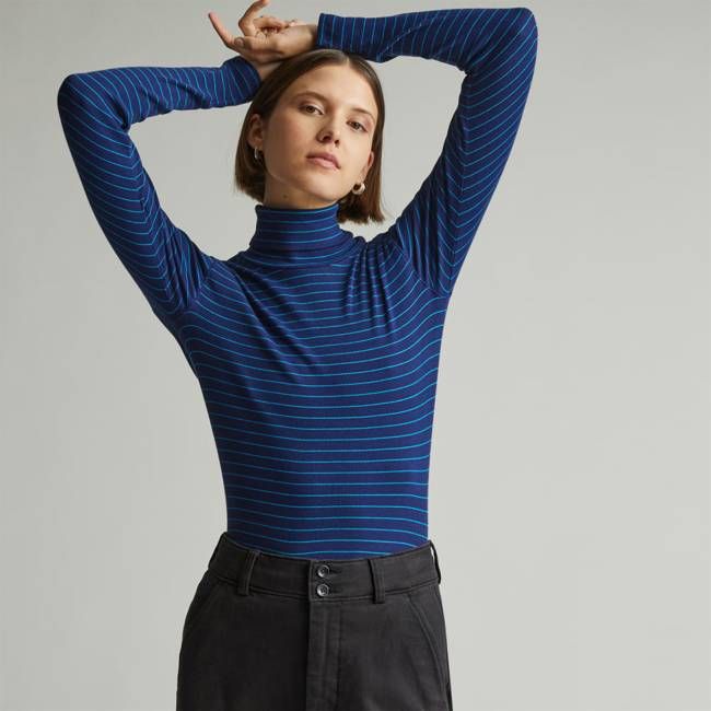 The Luxe Micro-Rib Turtleneck | Ocean Cavern / Horizon Blue