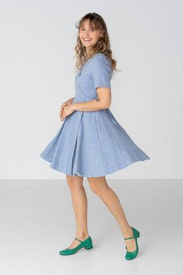 Wrap - Mini Linen Dress with Short Sleeves