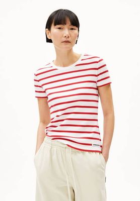 KARDAA STRIPES T-SHIRT | weiß-korallenrot