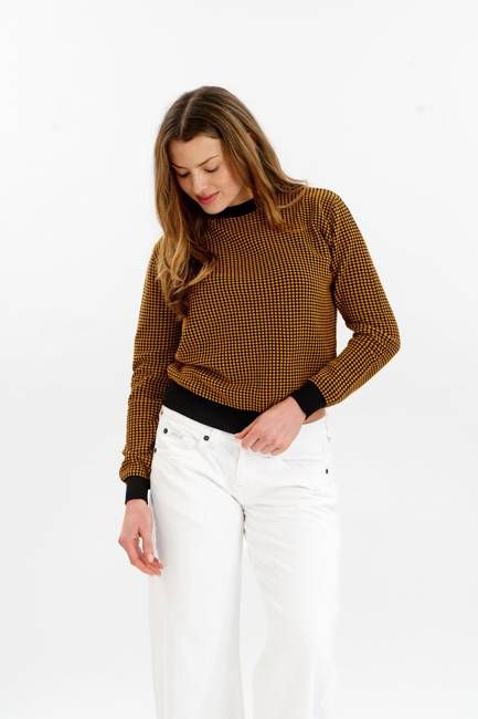 HANA Organic Cotton Jumper - Black & Mustard