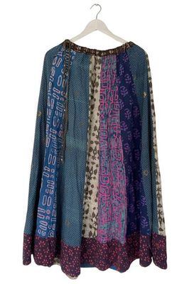 NEW! Flared Cotton Blockprint Patchwork Skirt No. 20