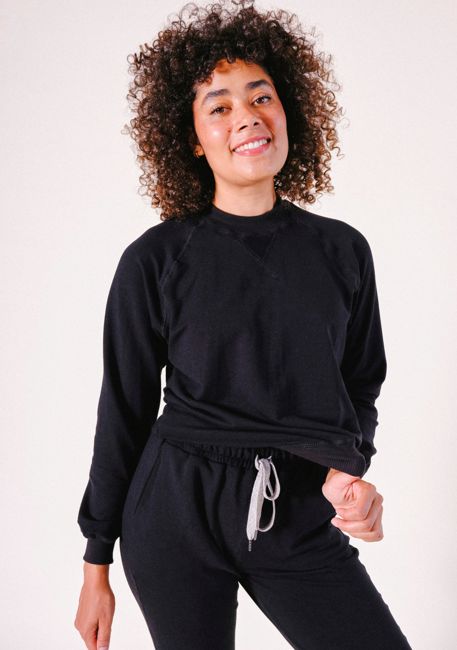 Agnes Raglan Organic Cotton + Tencel™ Sweatshirt - Black