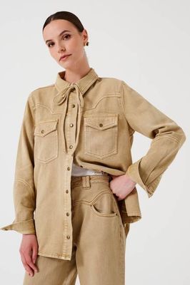 Mia Western Denim Shirt in Desert Sand