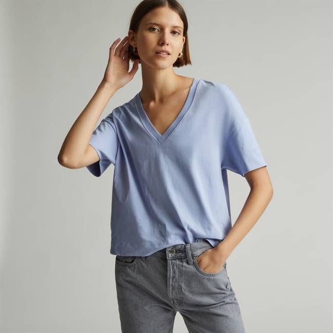 The Organic Cotton Slouchy V-Neck | Periwinkle