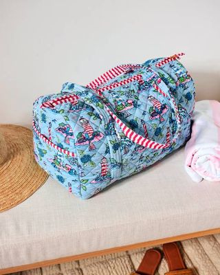 Lighthouse Keeper - Quilted Duffle Bag - Blue Hydrangea