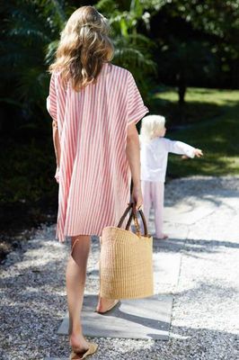 Baja Caftan - Muted Clay Stripe Organic