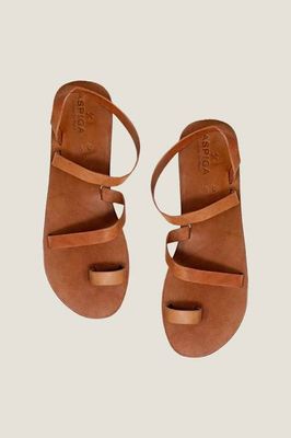 Leather Toe Ring Design Soft Sole Sandal | Tan