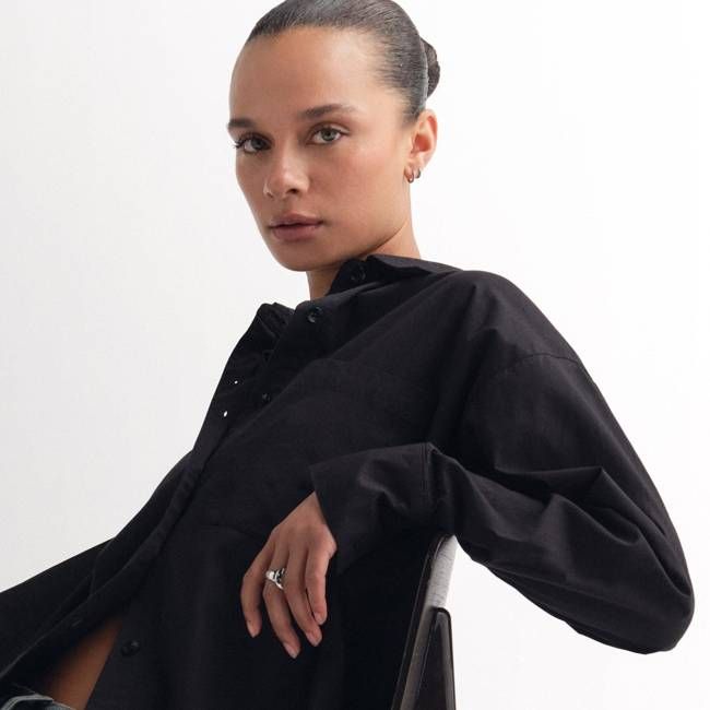 Organic Poplin Long Sleeve Button Down