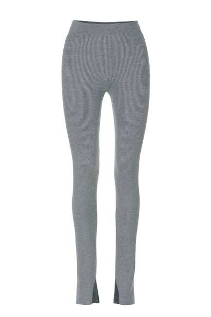 Barra Ribbed 100% Merino Leggings Light Grey