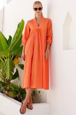 Itisha Striped Dress | Orange/Pink
