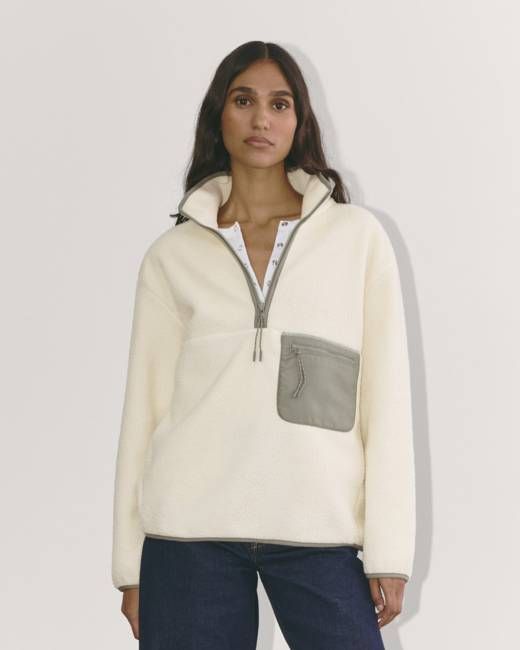 The ReNew Fleece Oversized Half-Zip | Heathered Oat