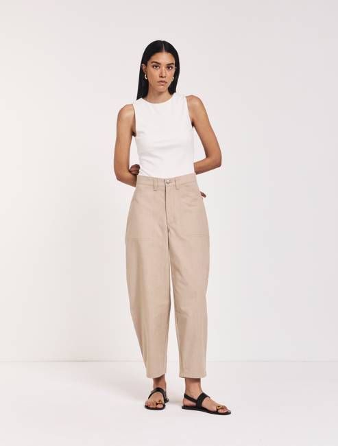 Mila Barrel Leg Cargo in Taupe