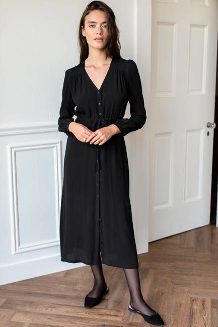 May Dress - Black Viscose Crepe