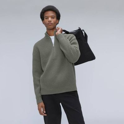 The Felted Merino Half-Zip Sweater | Storm Green