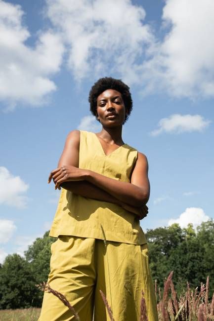 Azure Organic Cotton Top in Bright Olive