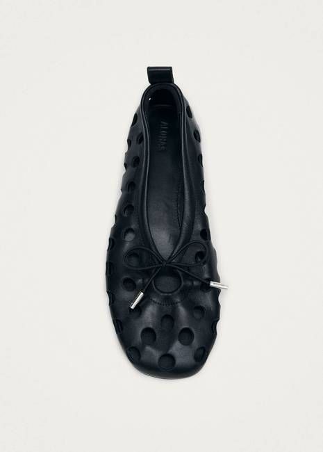 Rosalind Cut Out Black Leather Ballet Flats