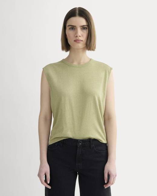 The Muscle Tee in Cotton Linen | Eucalyptus