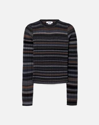 Long Sleeve Rib Crewneck - Black Combo