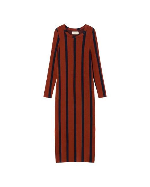 Brown navy stripes Gina dress