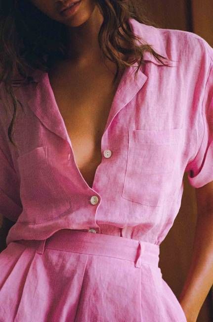 Playa Pocket Blouse - Bubblegum EcoLinen