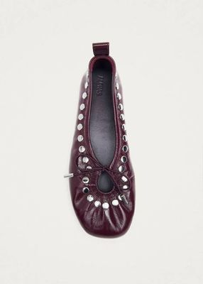 Rosalind Studs Patent Burgundy Leather Ballet Flats
