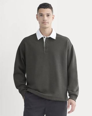 Luxe Fleece Rugby Polo | Washed Black