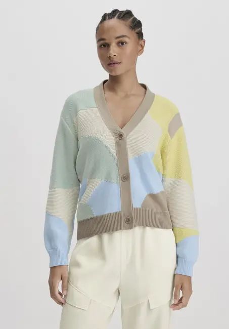 Intarsia knit jacket Relaxed made of pure organic cotton