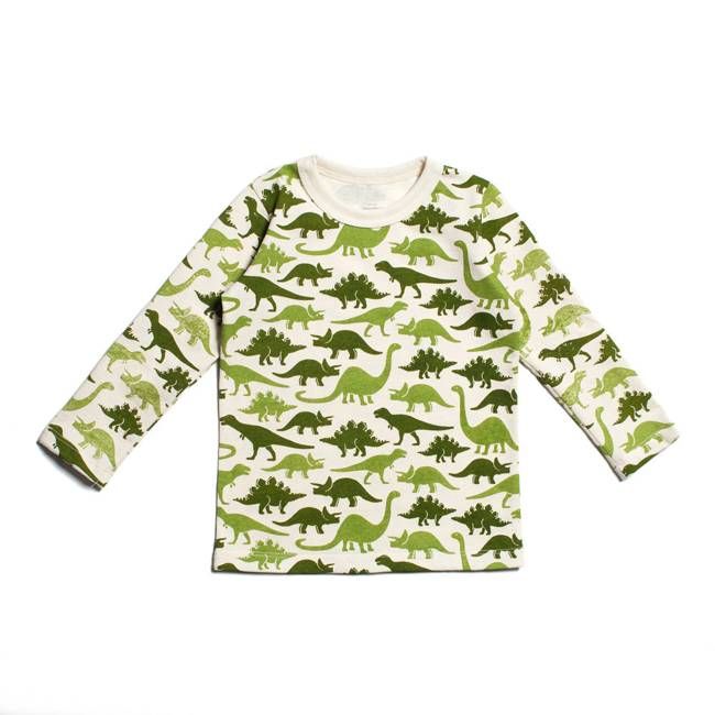 Long Sleeve Tee - Dinosaurs Green