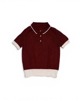 Size S #022 Merino Polo Shirt in Rosso