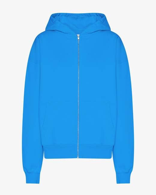 Organic Oversized Zip Hood - Pacific Blue