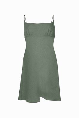 Das Nicola Mini-Slipdress in Olivgrün