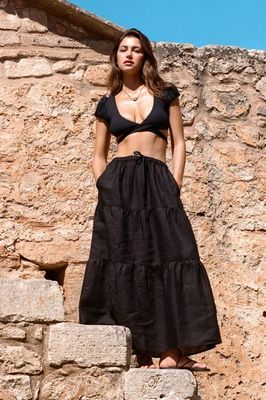 Canyon Skirt - Black EcoLinen